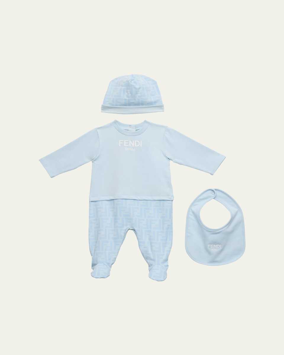 Boy's Faded FF Logo Footie Set, Size Newborn-6